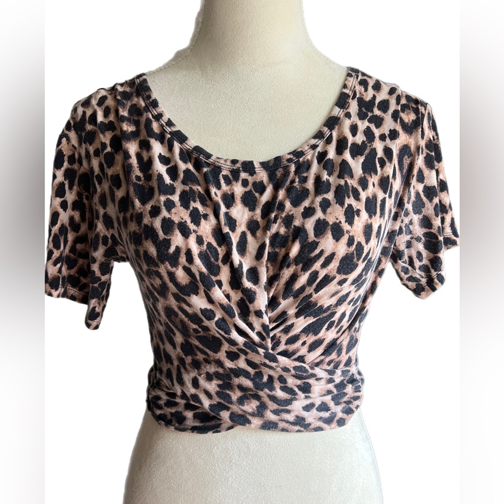 Leopard Animal Print Crop Top Victoria’s Secret tie Back scoop Neck